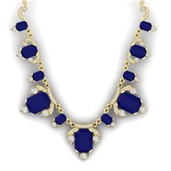 75.21 CTW Royalty Sapphire & VS Diamond Necklace 18K Yellow Gold - REF-1072M8F - 38753