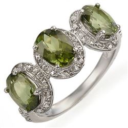 3.08 CTW Green Tourmaline & Diamond Ring 10K White Gold - REF-42F5N - 11053