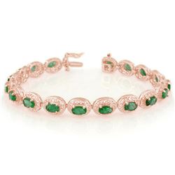 10.0 CTW Emerald Bracelet 14K Rose Gold - REF-150A4V - 11538