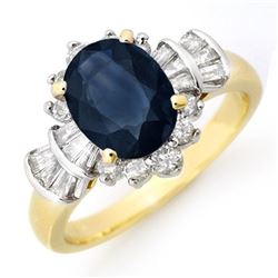 2.13 CTW Blue Sapphire & Diamond Ring 14K Yellow Gold - REF-80K2W - 13326