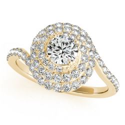 1.54 CTW Certified VS/SI Diamond Solitaire Halo Ring 18K Yellow Gold - REF-228N5A - 27050