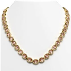 45.98 CTW Morganite & Diamond Necklace Yellow Gold 10K Yellow Gold - REF-850A9V - 40567