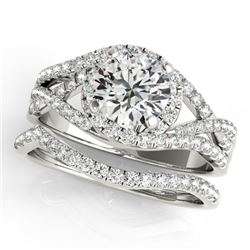 1.40 CTW Certified VS/SI Diamond 2Pc Set Solitaire Halo 14K White Gold - REF-239A5V - 31002