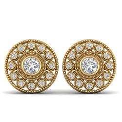 1.11 CTW Certified VS/SI Diamond Art Deco Stud Earrings 14K Yellow Gold - REF-134K5W - 30467