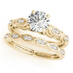 0.52 CTW Certified VS/SI Diamond Solitaire 2Pc Wedding Set Antique 14K Yellow Gold - REF-84K2W - 314