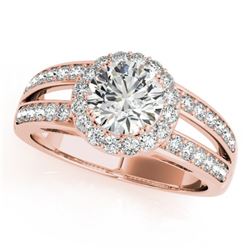 1.60 CTW Certified VS/SI Diamond Solitaire Halo Ring 18K Rose Gold - REF-415F3N - 26905