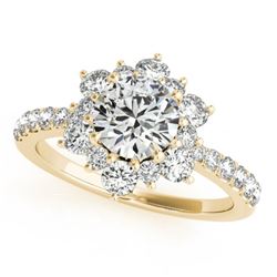 2 CTW Certified VS/SI Diamond Solitaire Halo Ring 18K Yellow Gold - REF-410N4A - 26505