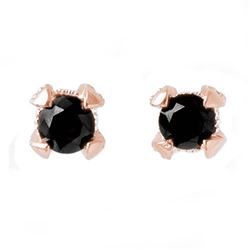 1.0 CTW VS Certified Black & White Diamond Solitaire Earrings 14K Rose Gold - REF-41K3W - 11799