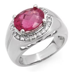 3.83 CTW Pink Tourmaline & Diamond Ring 10K White Gold - REF-86W4H - 10139