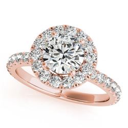 1.50 CTW Certified VS/SI Diamond Solitaire Halo Ring 18K Rose Gold - REF-230M2F - 26297