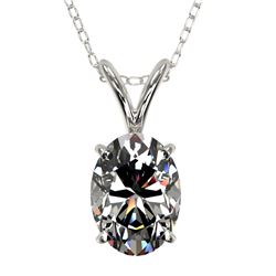 1 CTW Certified VS/SI Quality Oval Diamond Solitaire Necklace 10K White Gold - REF-267V7Y - 33192