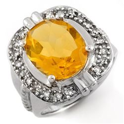 4.68 CTW Citrine & Diamond Ring 14K White Gold - REF-69W5H - 10017