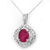 Image 1 : 6.26 CTW Ruby & Diamond Pendant 18K White Gold - REF-178W2H - 13030