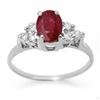 Image 1 : 1.35 CTW Ruby & Diamond Ring 18K White Gold - REF-41X8R - 13627