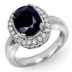 4.65 CTW Blue Sapphire & Diamond Ring 10K White Gold - REF-52V9Y - 11901