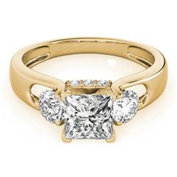 1.35 CTW Certified VS/SI Princess Cut Diamond 3 Stone Ring 18K Yellow Gold - REF-238Y2X - 28034