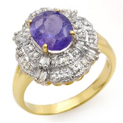 2.70 CTW Tanzanite & Diamond Ring 14K Yellow Gold - REF-90F9N - 13835