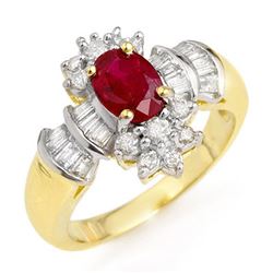 1.78 CTW Ruby & Diamond Ring 14K Yellow Gold - REF-76Y5X - 12835