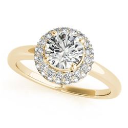 1.43 CTW Certified VS/SI Diamond Solitaire Halo Ring 18K Yellow Gold - REF-379N5A - 26481