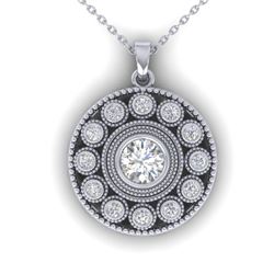 0.91 CTW Certified VS/SI Diamond Art Deco Necklace 14K White Gold - REF-121M3F - 30468