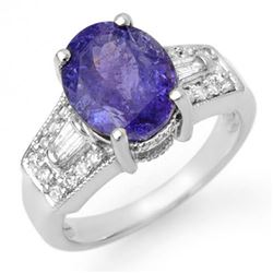 5.55 CTW Tanzanite & Diamond Ring 14K White Gold - REF-158K9W - 11694