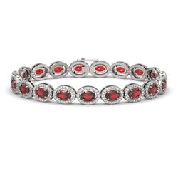 14.63 CTW Garnet & Diamond Bracelet White Gold 10K White Gold - REF-228V2Y - 40496