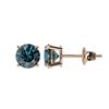 Image 2 : 1.08 CTW Certified Intense Blue SI Diamond Solitaire Stud Earrings 10K Rose Gold - REF-87M2F - 36593