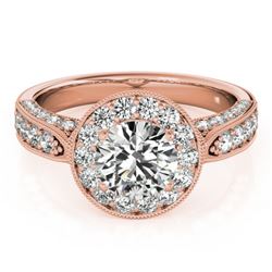 2 CTW Certified VS/SI Diamond Solitaire Halo Ring 18K Rose Gold - REF-435R3K - 27043