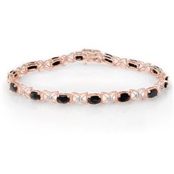 10.81 CTW Blue Sapphire & Diamond Bracelet 18K Rose Gold - REF-97R3K - 13824