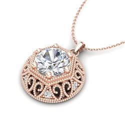 1.11 CTW VS/SI Diamond Solitaire Art Deco Stud Necklace 18K Rose Gold - REF-298V2Y - 36924