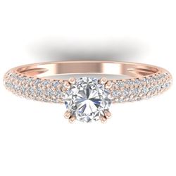 1.40 CTW Certified VS/SI Diamond Solitaire Art Deco Micro Ring 14K Rose Gold - REF-206K2W - 30412
