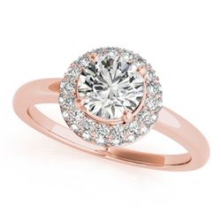 0.75 CTW Certified VS/SI Diamond Solitaire Halo Ring 18K Rose Gold - REF-143M6F - 26474