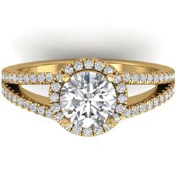 2 CTW Certified VS/SI Diamond Solitaire Micro Halo Ring 14K Yellow Gold - REF-512Y2X - 30380