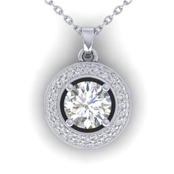 1.10 CTW Certified VS/SI Diamond Micro Halo Stud Necklace 14K White Gold - REF-180N2A - 30492