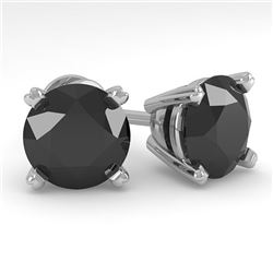 4.0 CTW Black Diamond Stud Designer Earrings 18K White Gold - REF-120W2H - 32325