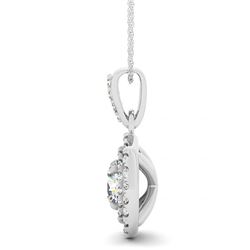 0.85 CTW Certified VS/SI Diamond Solitaire Halo Necklace 14K White Gold - REF-106R7K - 30170