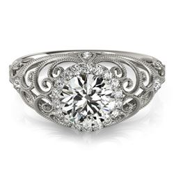 1.22 CTW Certified VS/SI Diamond Solitaire Halo Ring 18K White Gold - REF-387A5V - 26554