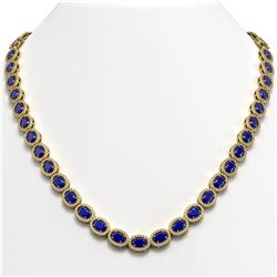 34.11 CTW Sapphire & Diamond Necklace Yellow Gold 10K Yellow Gold - REF-537F5N - 40408
