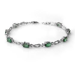 4.11 CTW Emerald & Diamond Bracelet 14K White Gold - REF-66R4K - 14181
