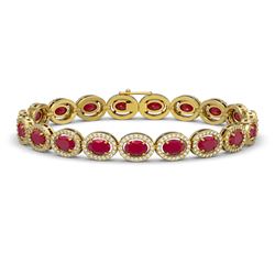 15.2 CTW Ruby & Diamond Bracelet Yellow Gold 10K Yellow Gold - REF-255R3K - 40456