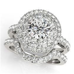 1.88 CTW Certified VS/SI Diamond 2Pc Wedding Set Solitaire Halo 14K White Gold - REF-200N2A - 30933