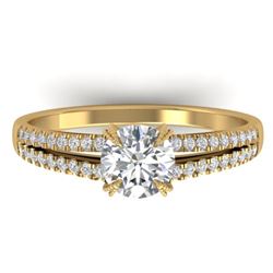 1.11 CTW Certified VS/SI Diamond Solitaire Art Deco Ring 14K Yellow Gold - REF-182V9Y - 30305