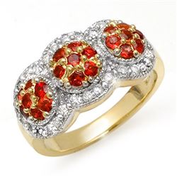 1.50 CTW Red Sapphire & Diamond Ring 14K Yellow Gold - REF-76F2N - 10656