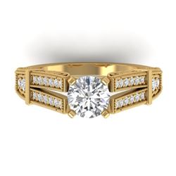 1.50 CTW Certified VS/SI Diamond Solitaire Art Deco Ring 14K Yellow Gold - REF-373N3A - 30476