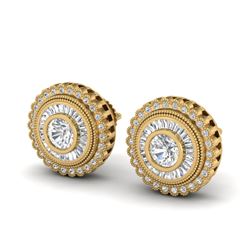 2.61 CTW VS/SI Diamond Solitaire Art Deco Stud Earrings 18K Yellow Gold - REF-381M8F - 37084