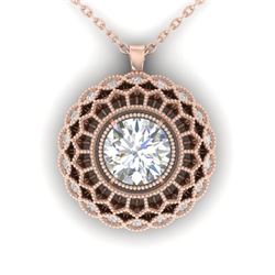 1.25 CTW Certified VS/SI Diamond Art Deco Necklace 14K Rose Gold - REF-360M4F - 30559