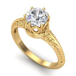 1 CTW VS/SI Diamond Art Deco Ring 18K Yellow Gold - REF-298M5F - 37252