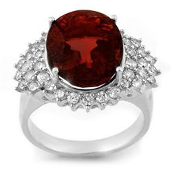 9.18 CTW Pink Tourmaline & Diamond Ring 18K White Gold - REF-218M2F - 10837