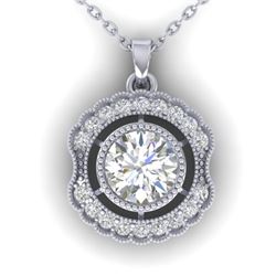 1.02 CTW Certified VS/SI Diamond Art Deco Necklace 14K White Gold - REF-177R3K - 30543