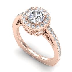 1.55 CTW VS/SI Diamond Solitaire Art Deco Ring 18K Rose Gold - REF-263X6R - 37116